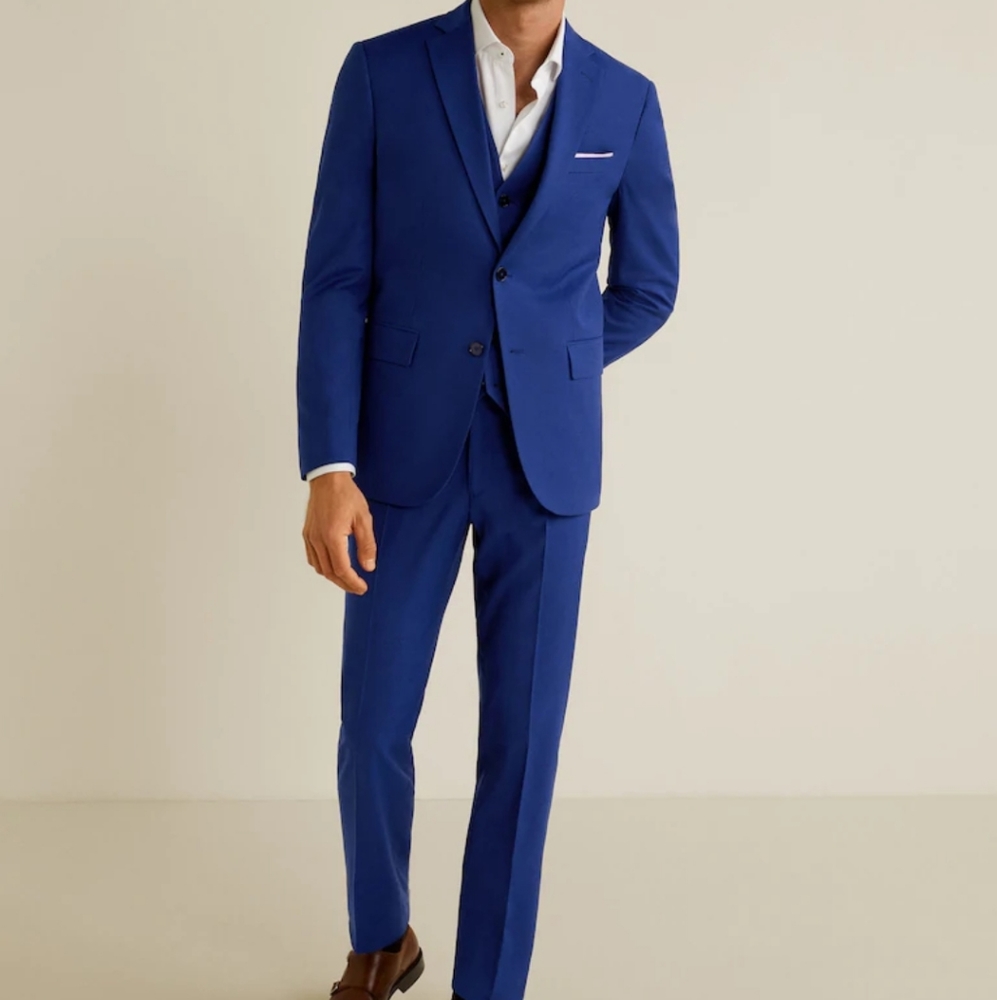 Bright blue suit